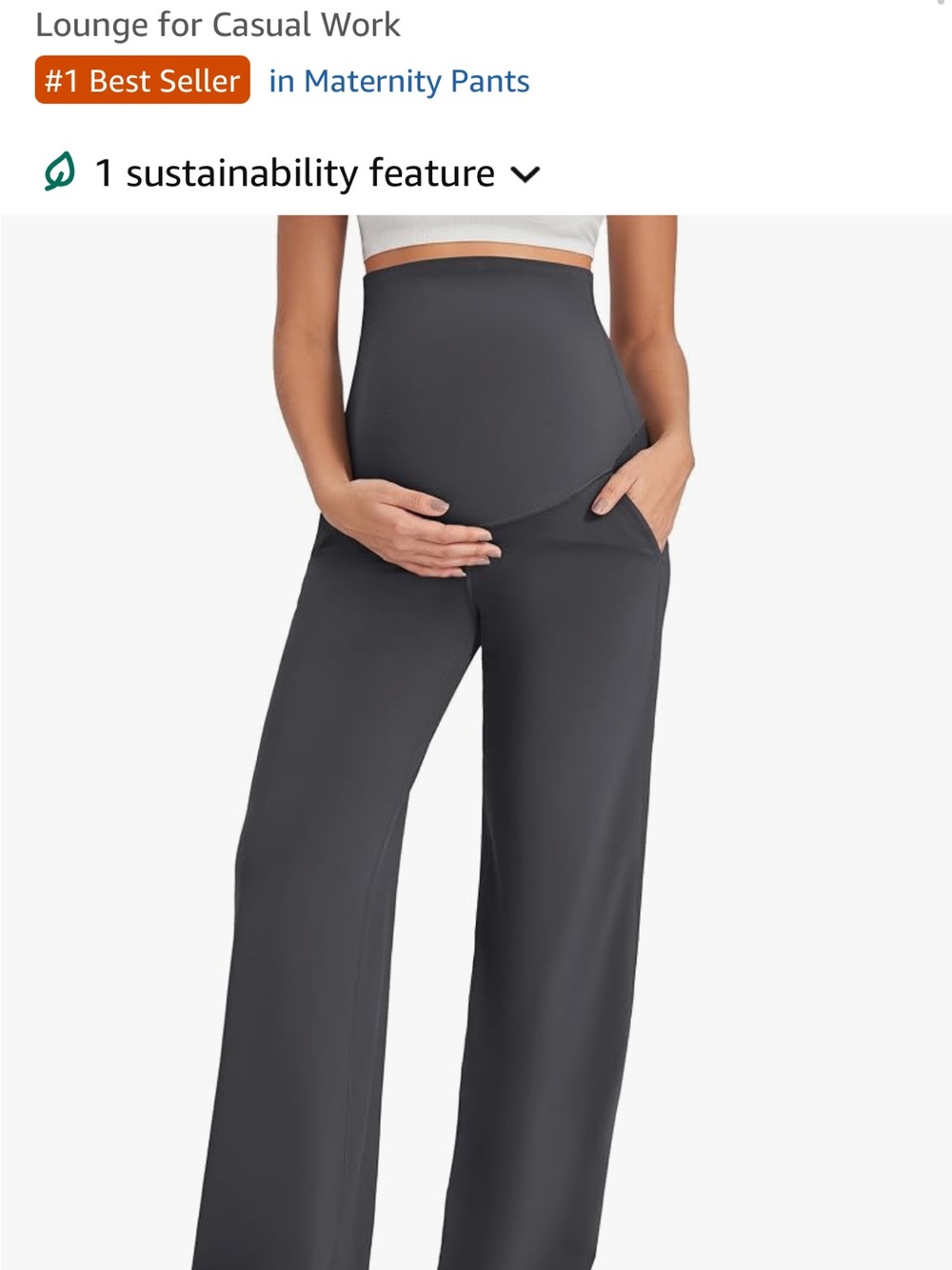 High-Waist Maternity Wide-Leg Pants — Gray